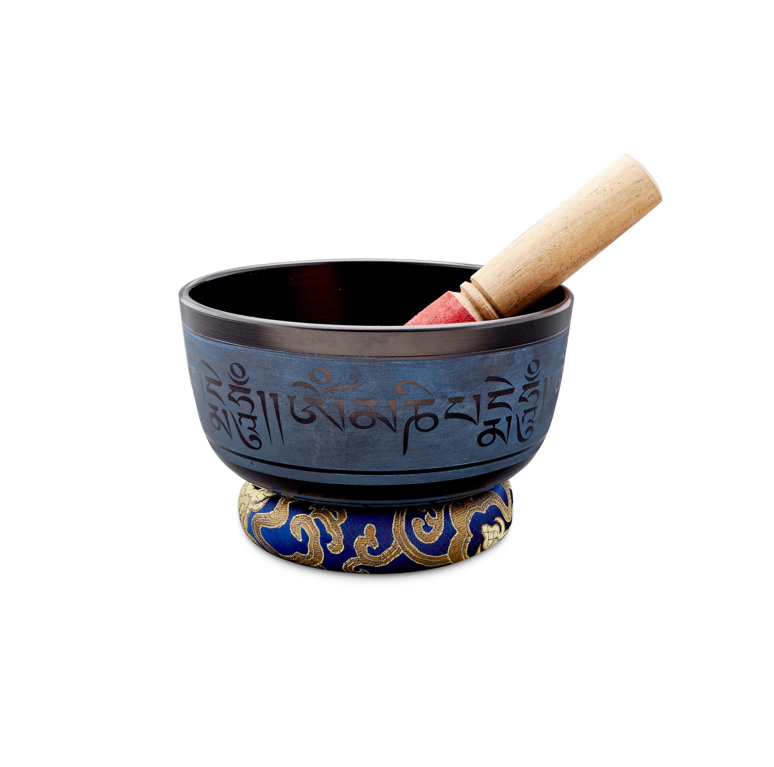 Singing Bowl with Mantra - Rustic Blue Colour