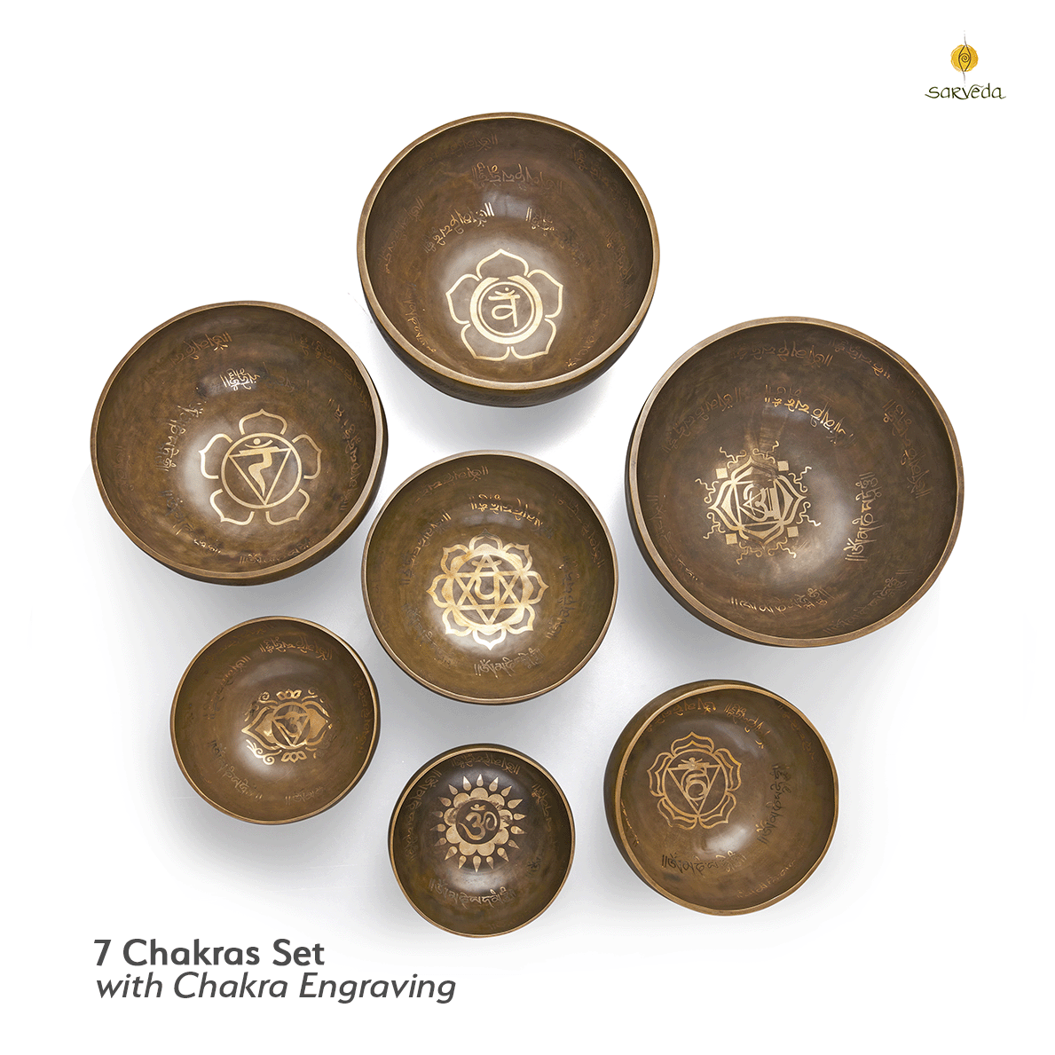Handcrafted Set of 7 Bowls for Sound Therapy
